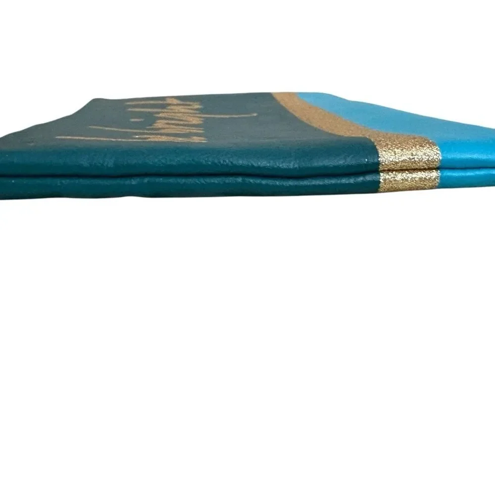 Charming Charlie Oversized Teal and Gold‎ Cosmetic Bag